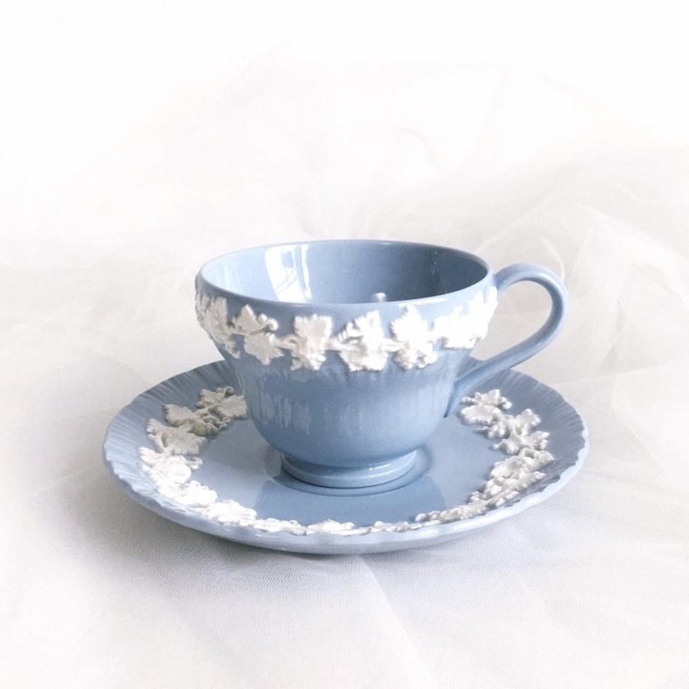 웨지우드 커피잔세트 퀸즈웨어 라벤더 빈티지 예쁜 명품 라떼잔 찻잔