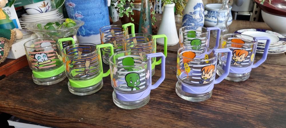 레트로 둘리 손잡이 유리컵