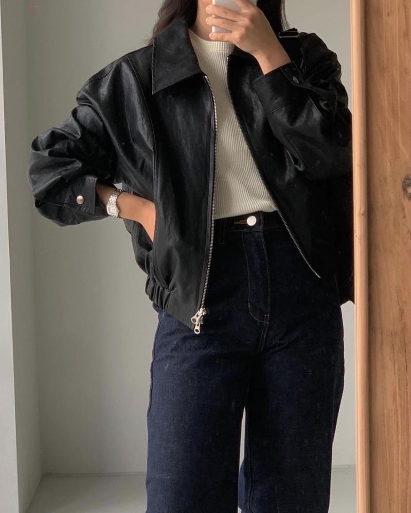 doif 클래시 비건 레더 자켓