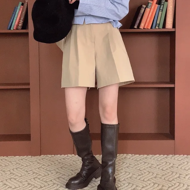 [고퀄/부츠에딱] 코튼 핀턱 5부 버뮤다 면 와이드 베이지 반바지 팬츠 4col