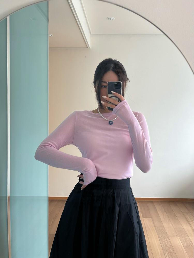 베이직 텐셀 긴팔티셔츠(핑크,민트)