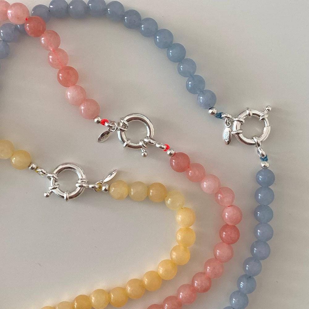 실버 925 아쿠아마린 장미석 로즈석 호박석 원석 탄생석 은목걸이