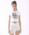 Old English Printing Crop Top White