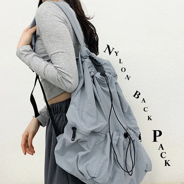 ✨주문폭주/특가세일 (′ᵕ′*)✨ 리스트 바스락 나일론 스트링 빅 백팩 배낭