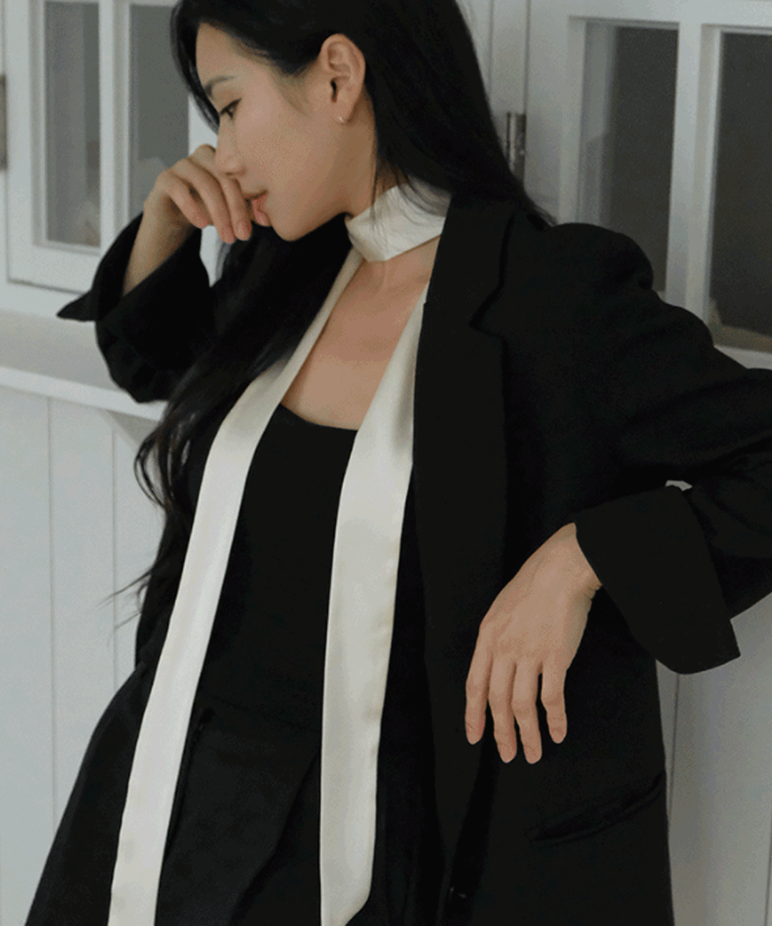 뷰랩 슬림 타이 롱 스카프 베이직 머플러 3color