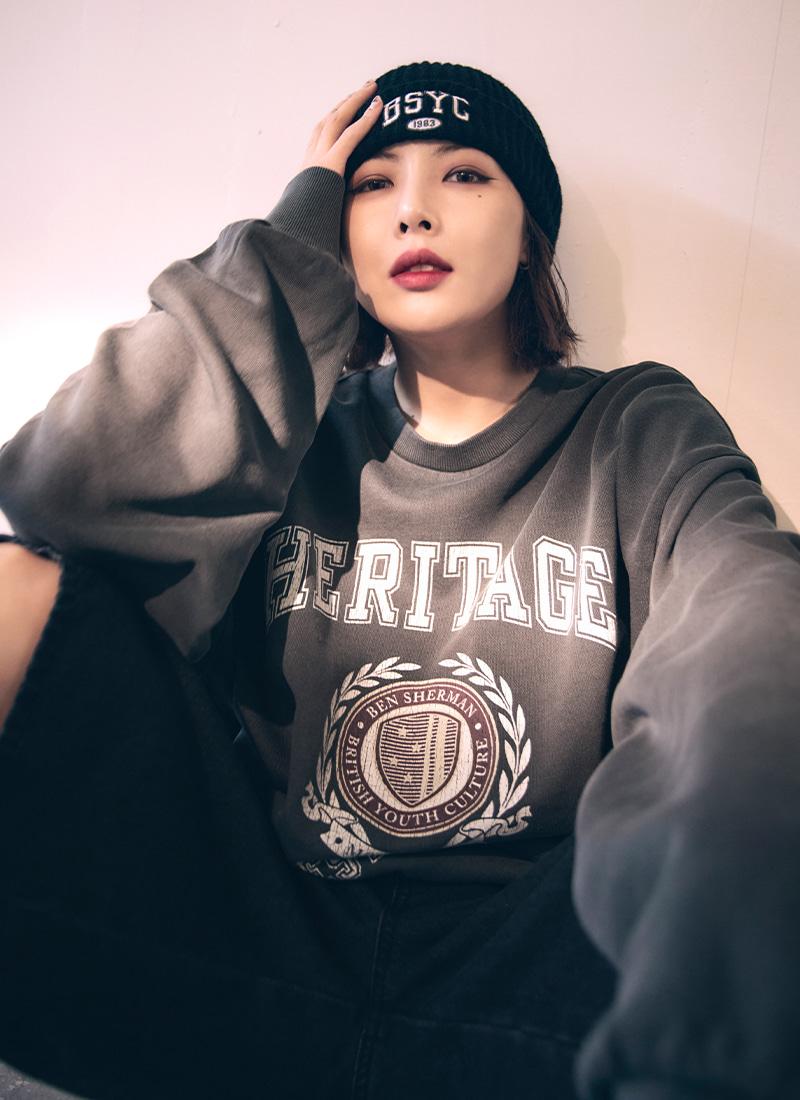 피그먼트 워시드 헤리티지 스웨트 셔츠 다크 그레이 BODTS450MDG