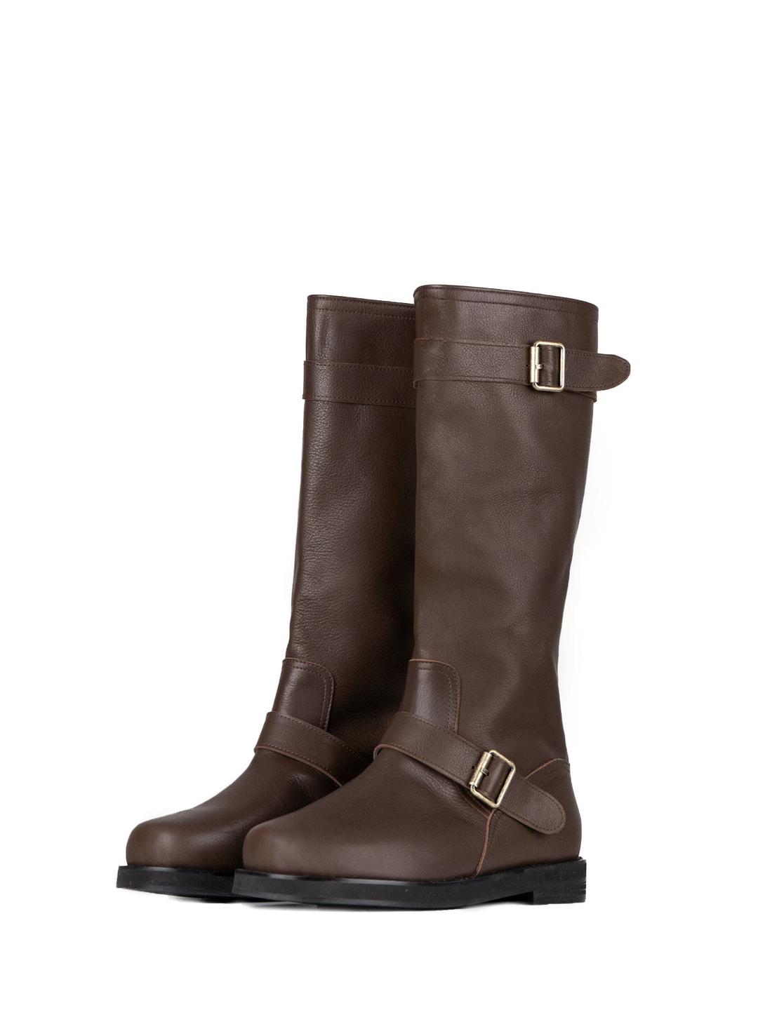 BIKER LONG BOOTS [ BROWN ]