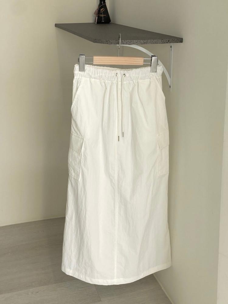 (퀄리티굿) 뒷트임 바스락 카고 롱스커트