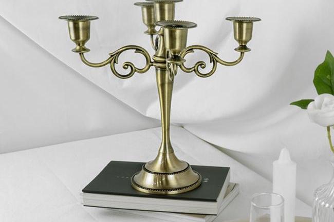 엔틱 캔들 양초 홀더 받침 빈티지 골드 촛대 - 5구