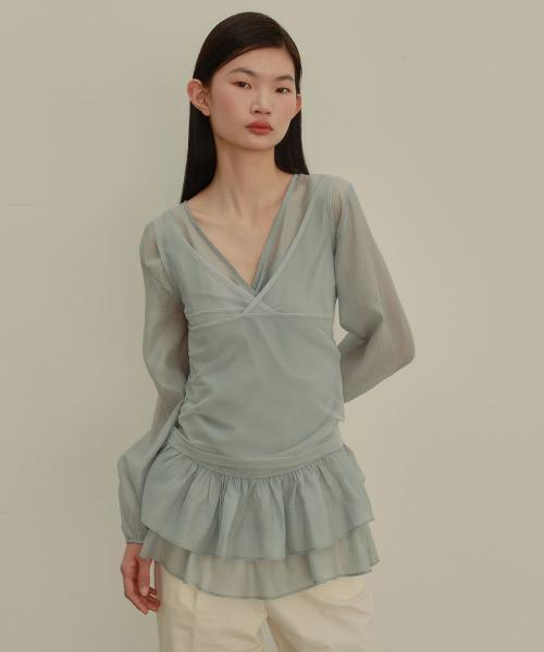 MESH LAYERED TOP [ PALE BLUE ]
