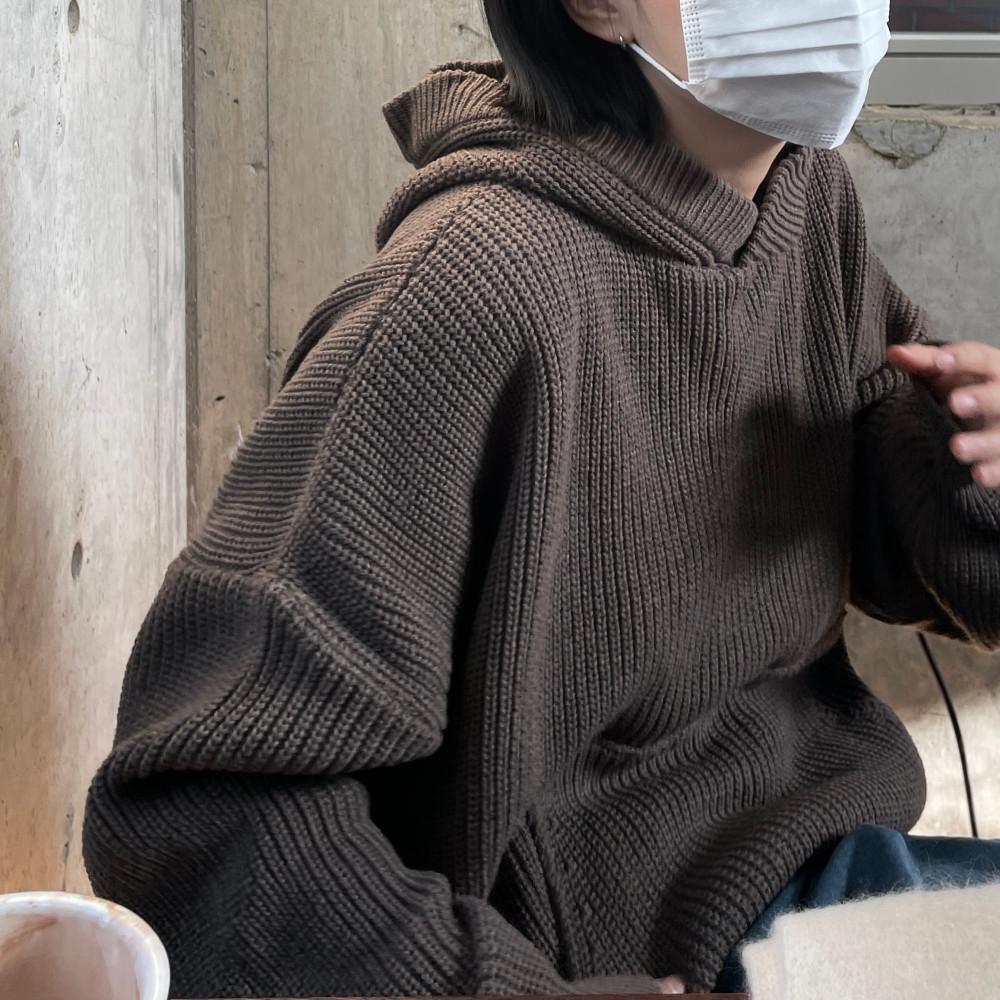 몬드 벌룬 후드 니트 (6color)