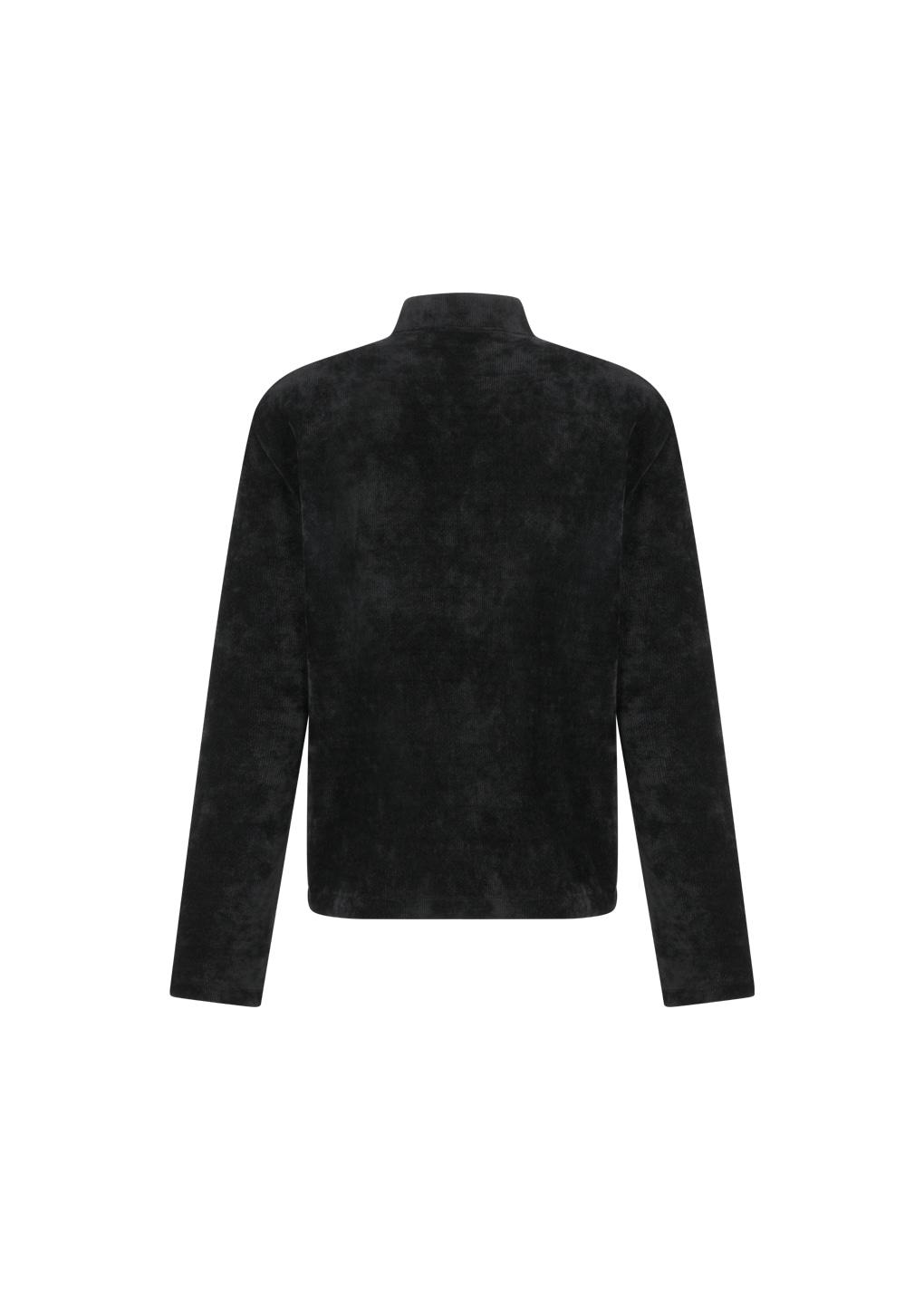 velvet zip up jumper, black