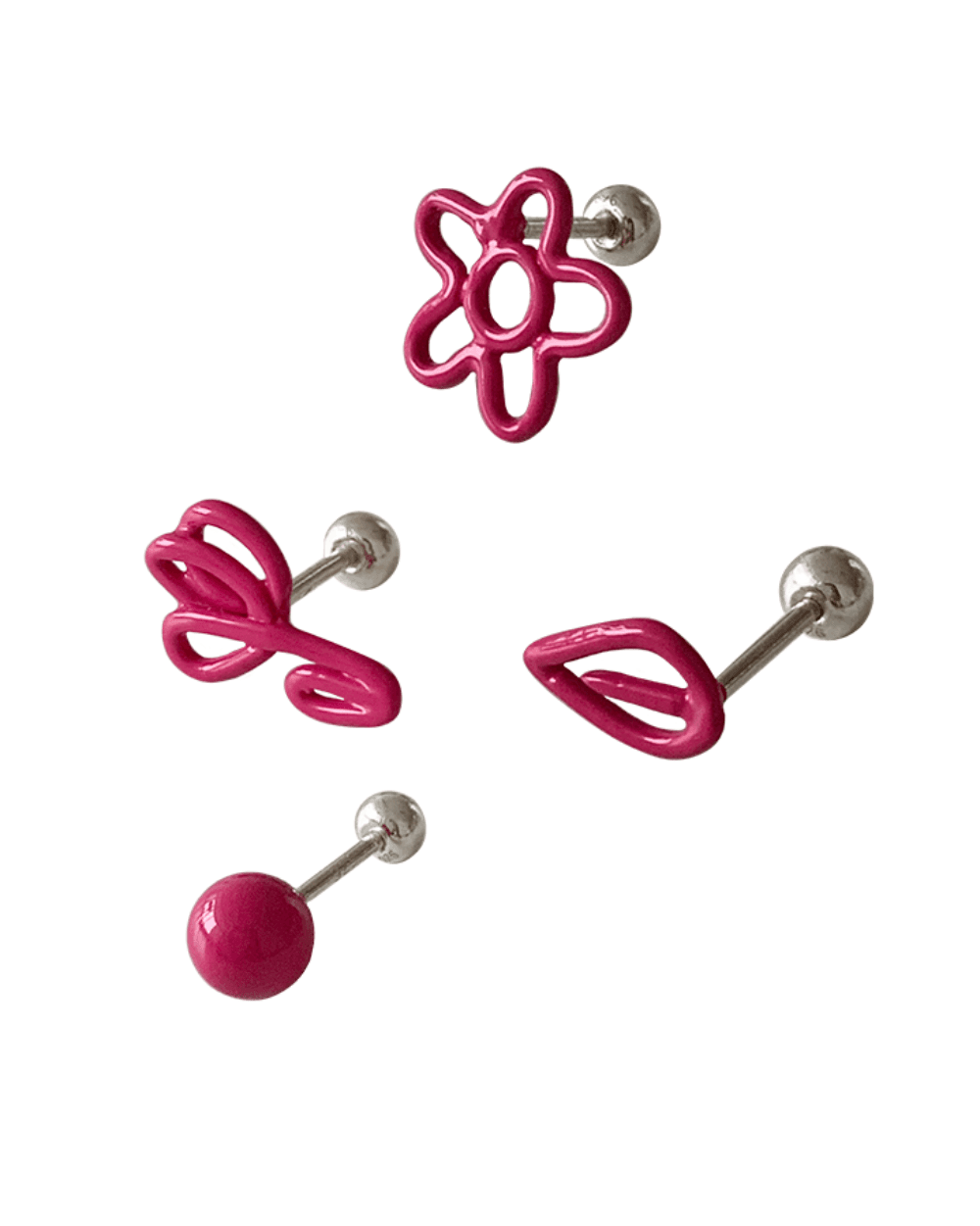 Rainbow doodle piercing (Hot pink)