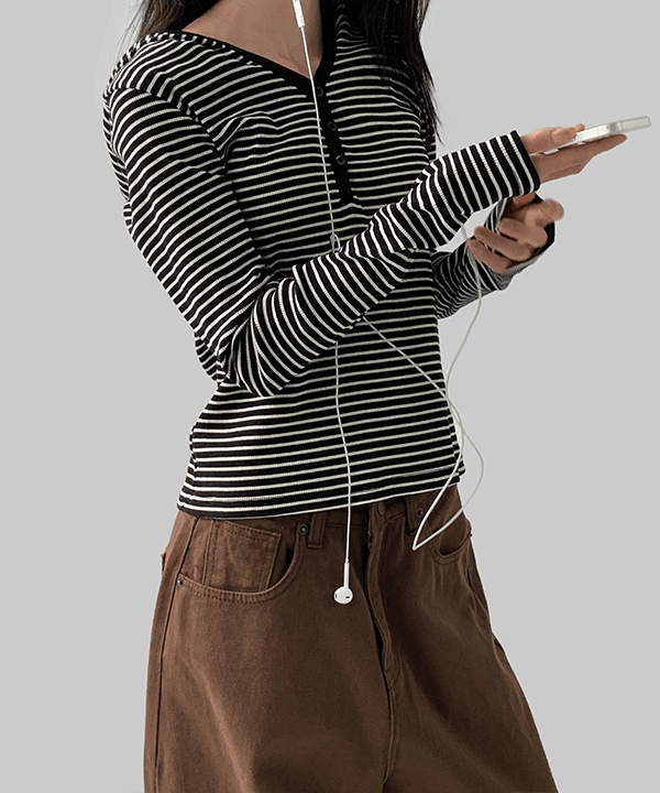 매니크 로빈드 스트라이프 후드 티셔츠