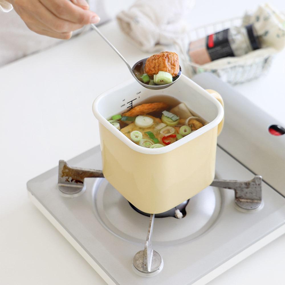 [굳데이] 직화가 가능한 법랑 핸들 저장용기 (뚜껑포함)