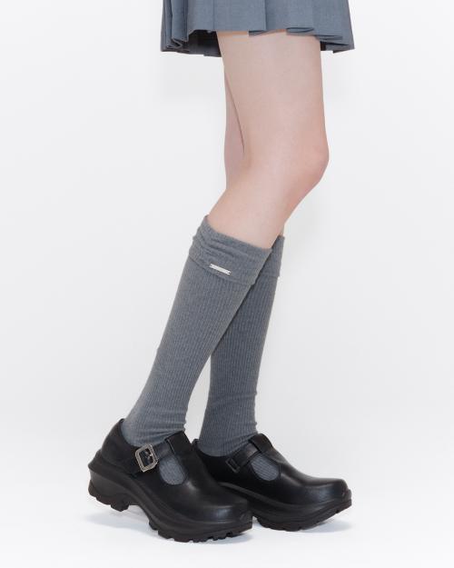 Shirring knee socks CHARCOAL