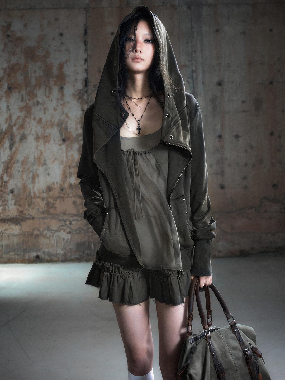 Cest Nous Large lapel long-sleeve sweat jacket