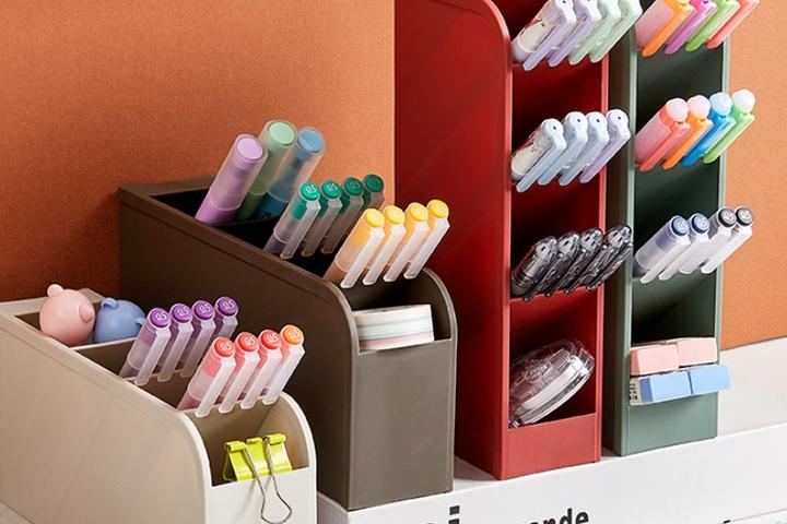 모던 펜홀더 브러쉬꽂이 4단 데스크 정리함 4colors