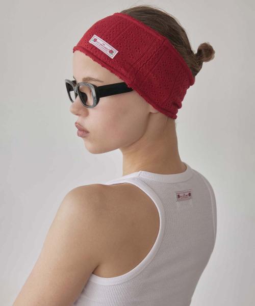 Eyelet Knit Hairband Red