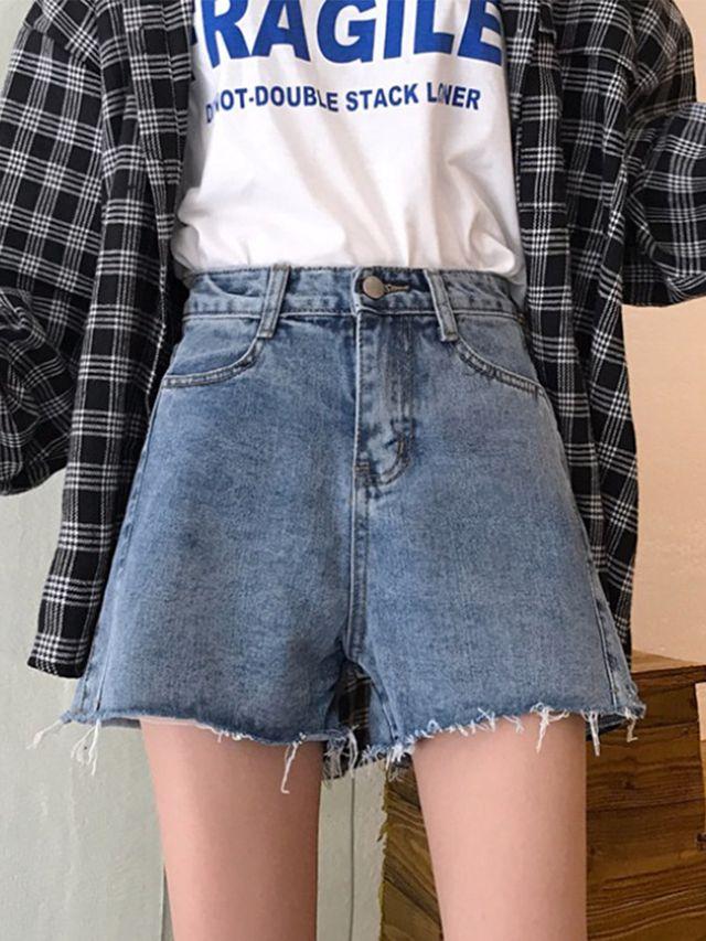 여름 찢어진 청반바지 짧은 데님 팬츠 반바지 핫팬츠