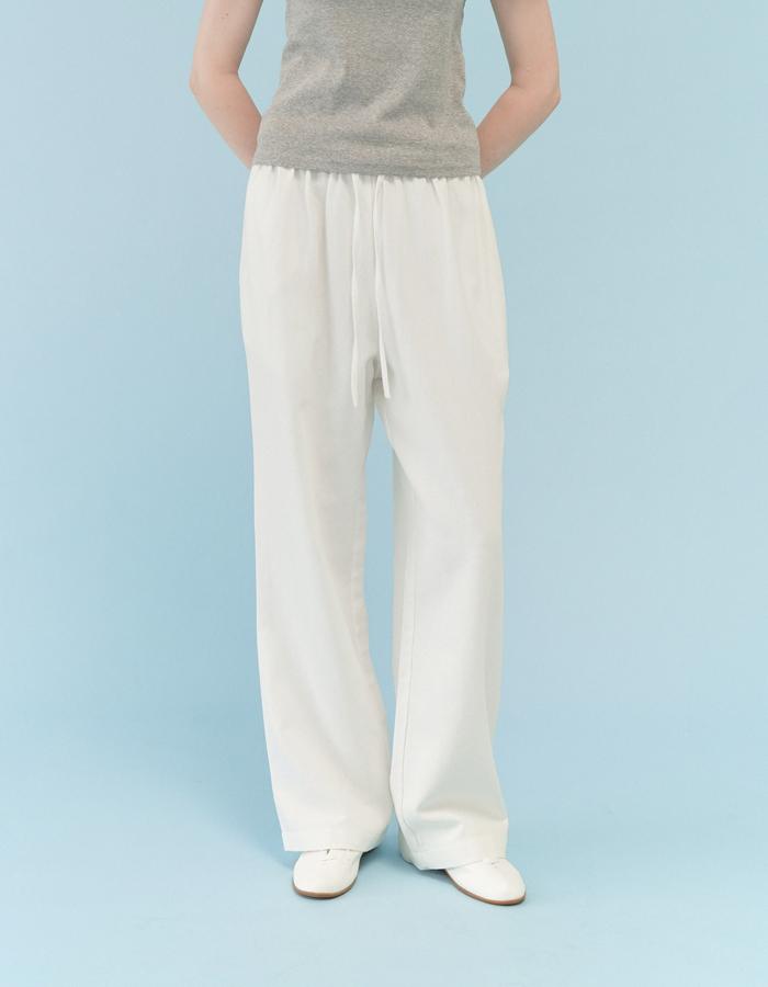 [4th] Linen banding pants_ivory