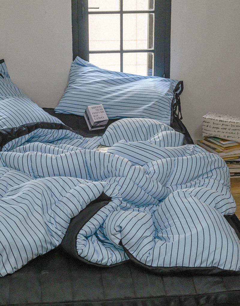 [모음]에센셜 스트라이프 극세사 차렵이불 단품/세트 (SS/Q) 6컬러