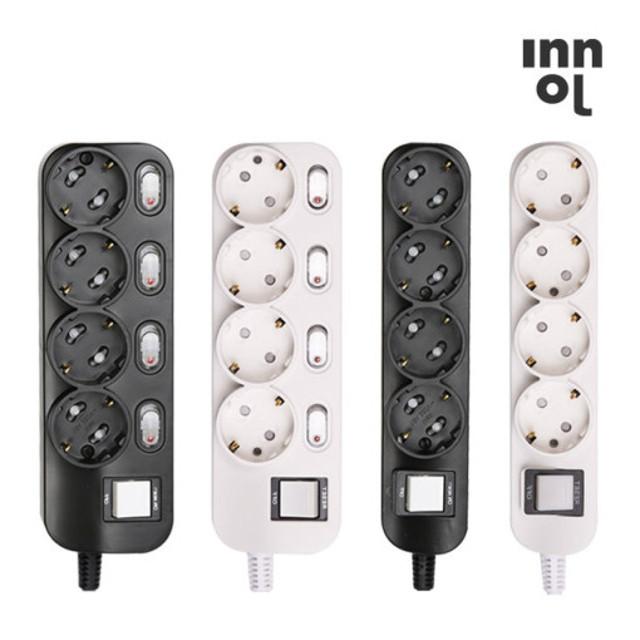 이놀 디자인 멀티탭 2구 3구 4구 5구 6구 국산 블랙 개별 멀티콘센트