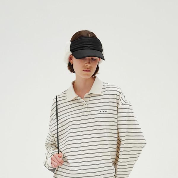 Cotton polo shirt (cream / cream stripe / black / black stripe)