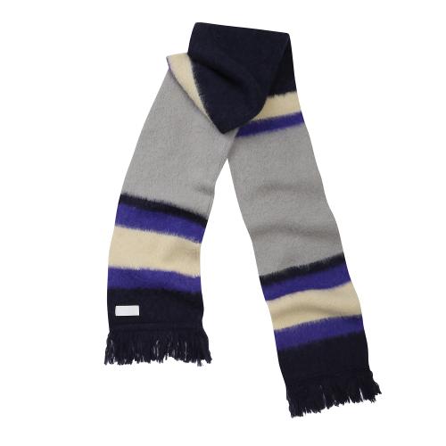 EEERRR Stripebrushed wool knit muffler (Navy)