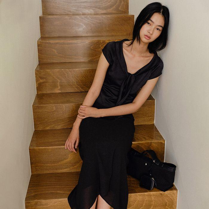 Valois Bowtie Top Black