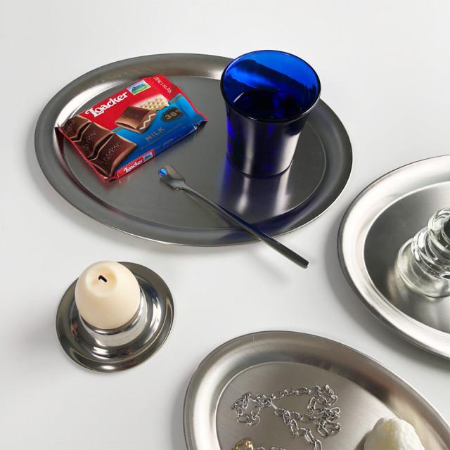 스튜디홈 실버 메탈 철제 향수진열대 악세사리 트레이 디저트 타원형 은 쟁반 서빙 스텐