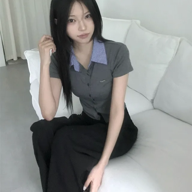 [셔츠일체형🤍 / 긱시크] 아무 체크 셔츠 반팔 가디건