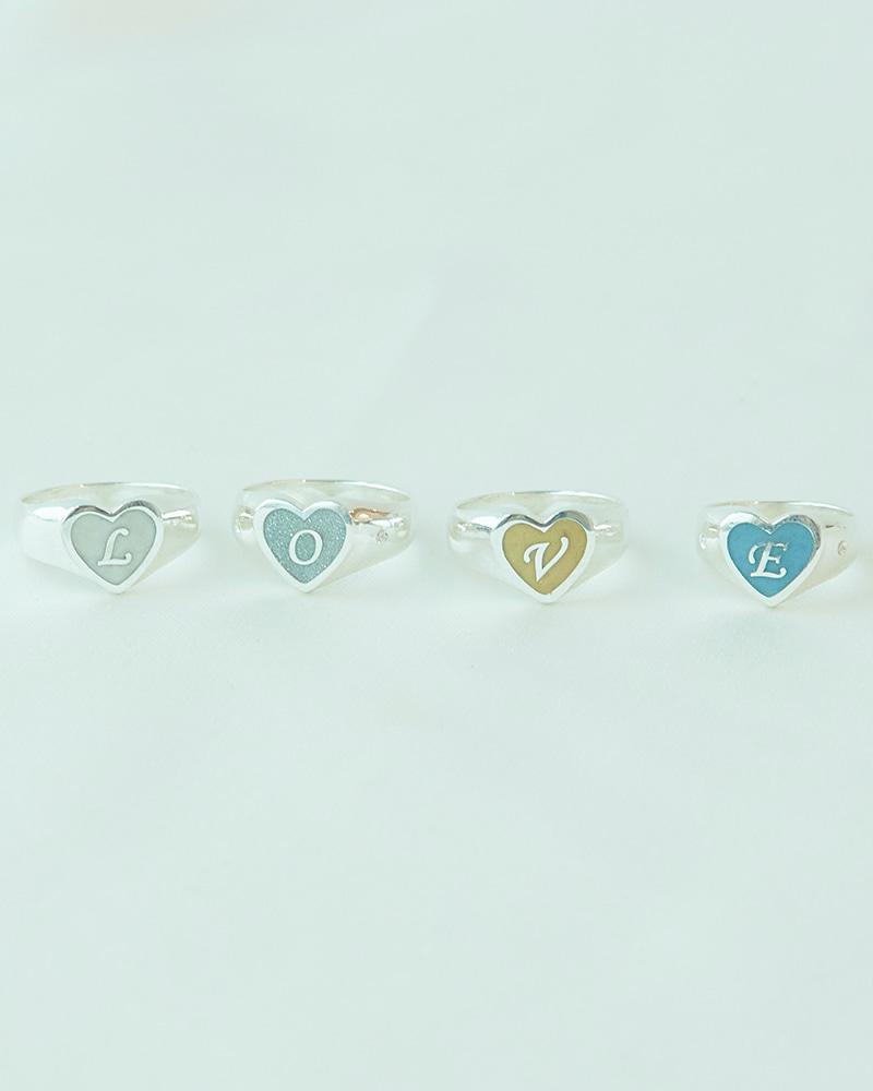 heart letter ring