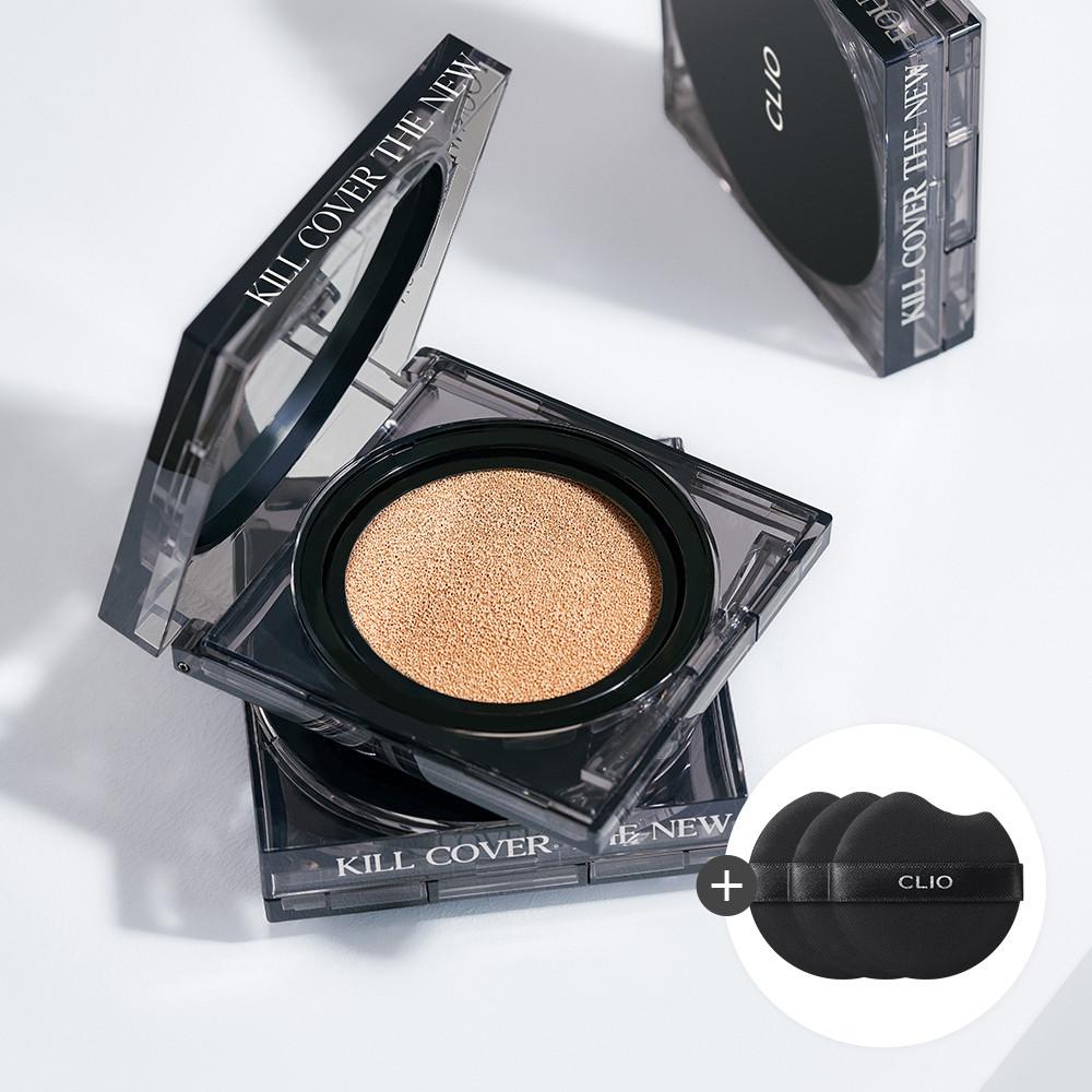 클리오 킬커버 더 뉴 파운웨어 쿠션 기획세트 [본품+리필] 15gx2/SPF50+,PA+++ [추가증정] 더뉴쿠션 퍼프 3P