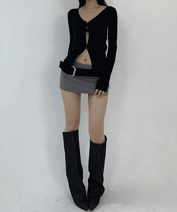 레이트 유니크 로우라이즈 치마바지 미니 스커트(블랙,그레이)