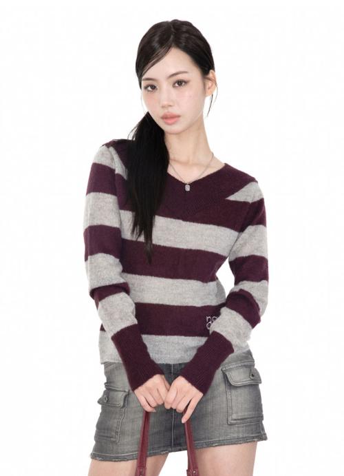 PONY STRIPE KNIT / PURPLE