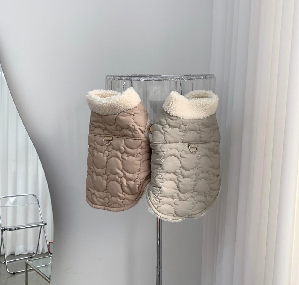 샵미니스 강아지옷 곰돌이누빔 하네스 패딩조끼 S-XXL