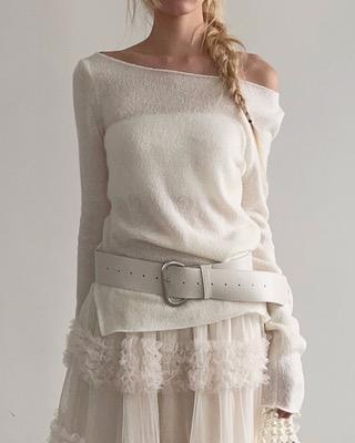 boucle boat neck knit (3color)