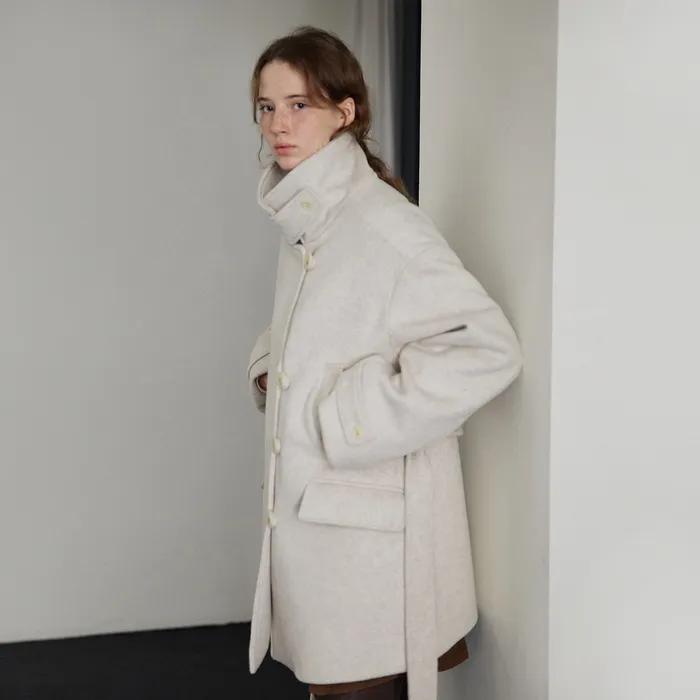 바레아 로브 울 하프 코트_Oatmeal