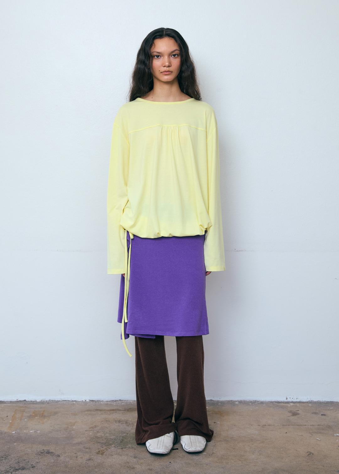 Button Layered Midi Skirt_Purple