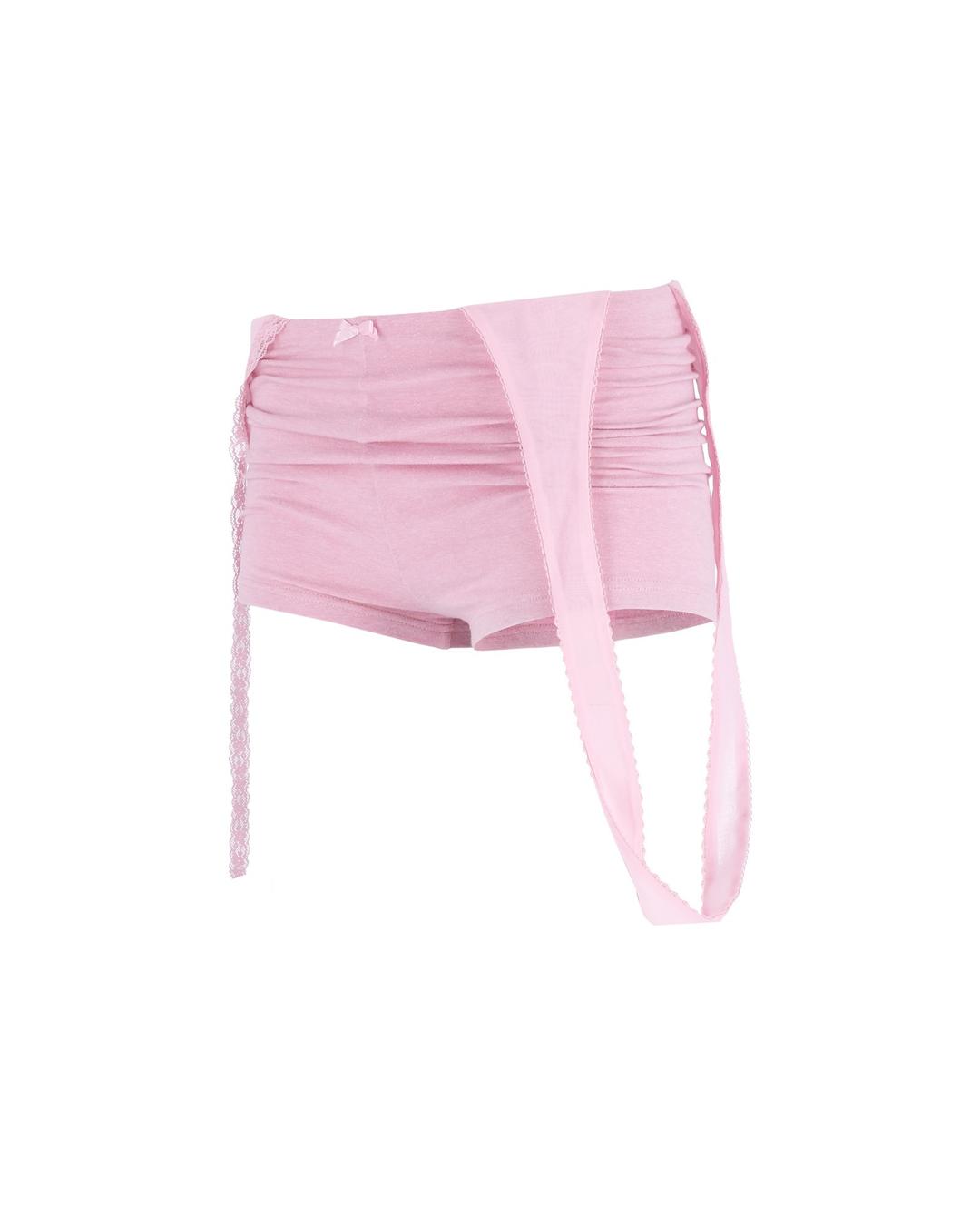 [ PRE - ORDER ] layered lace slip shorts -  baby pink