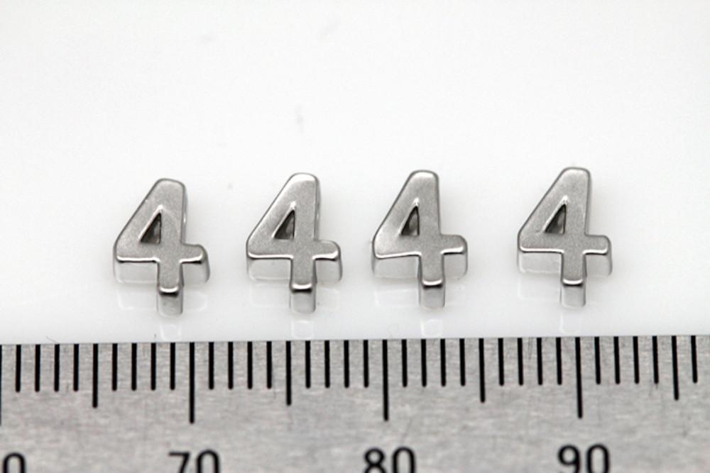 6개 - 브라스 이니셜 숫자 4 파트 부자재 무광백금도금