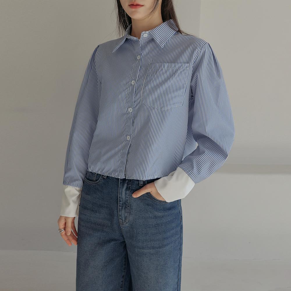 로베인 컬러링 커프스 스트라이프 셔츠 (봄/간절기/핀턱/클래식/오피스룩/하객룩/격식룩/데일리룩)