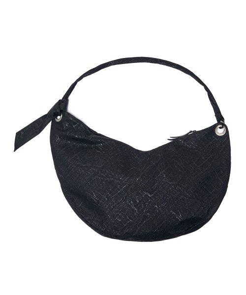 링클드 레더 크로스백 (블랙)