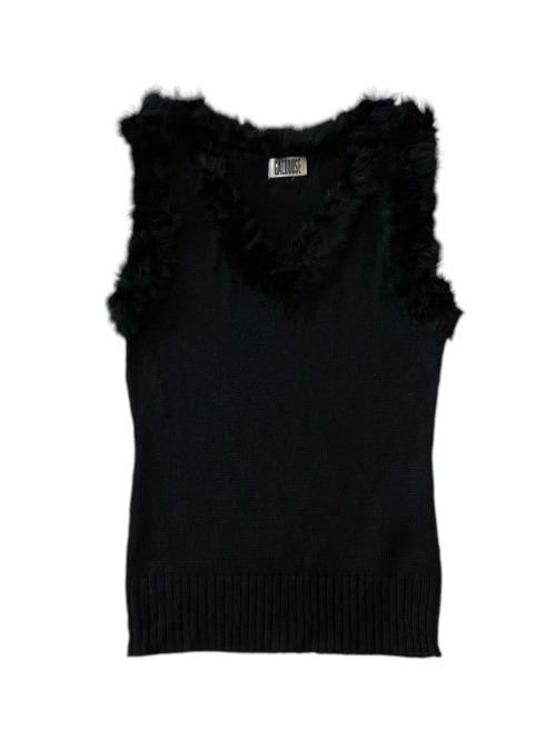 fur detail knit top