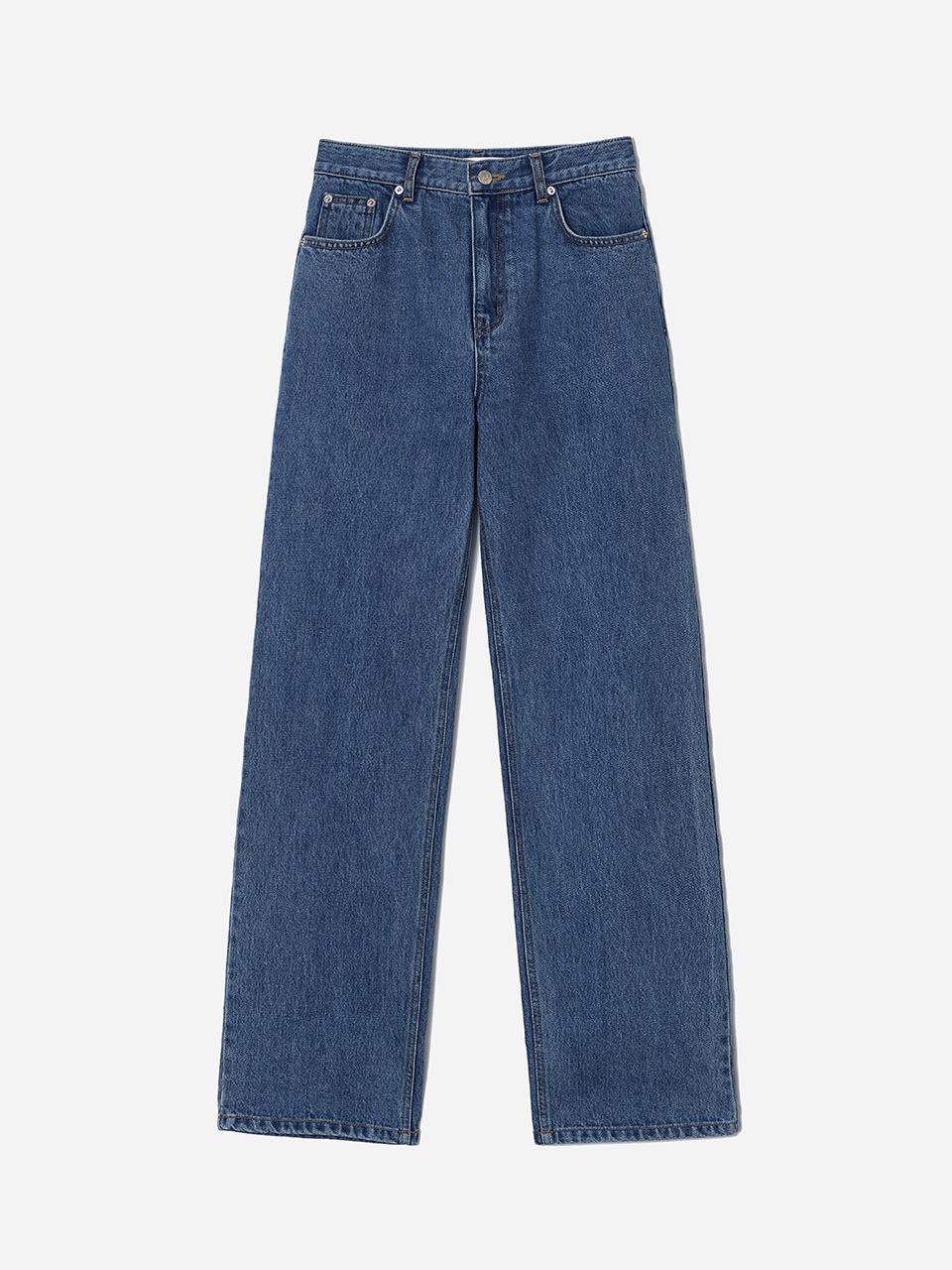Essential Straight Denim Pants Middle Blue