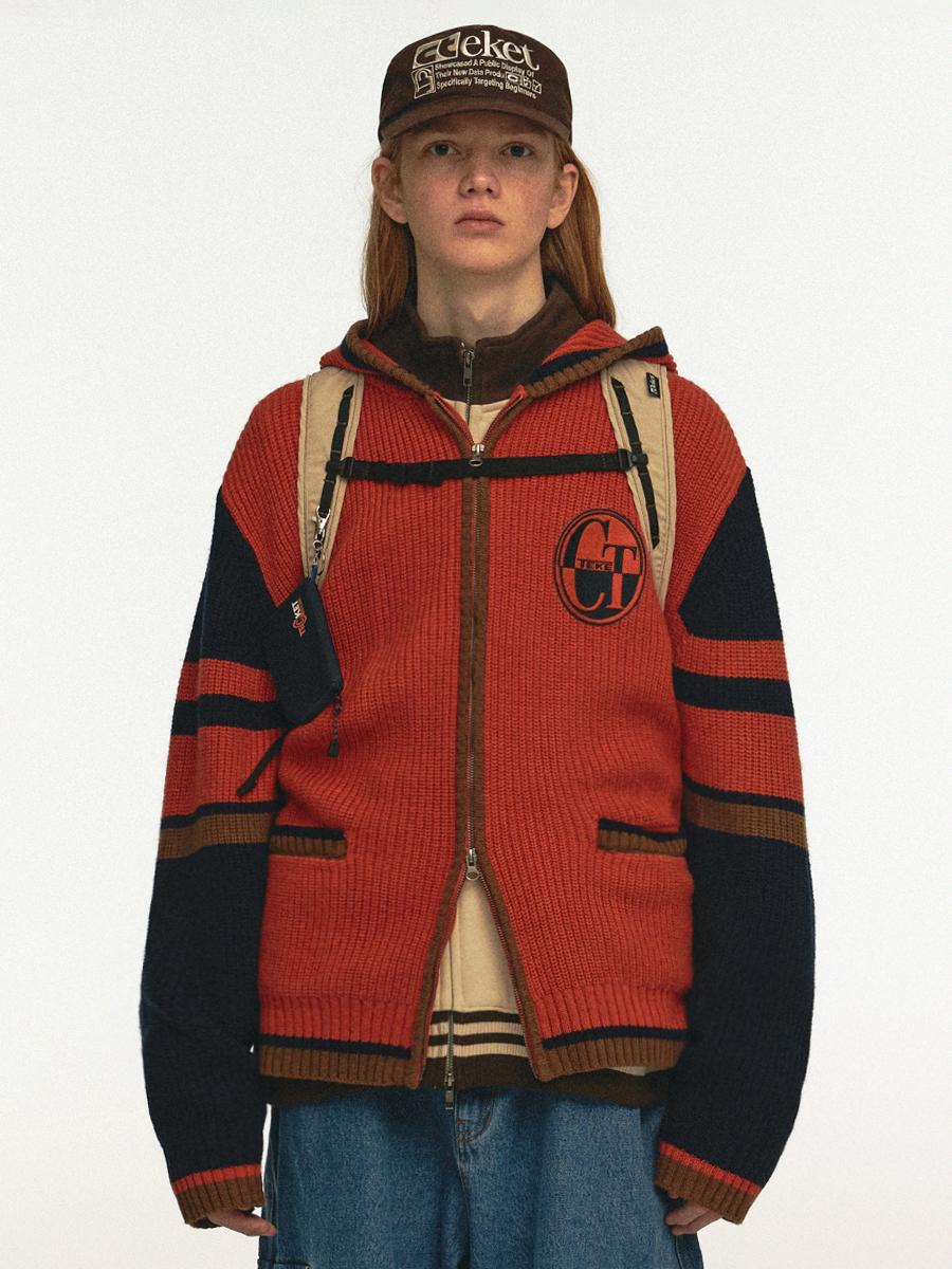 CT Knit Zip-Up Hoodie Orange