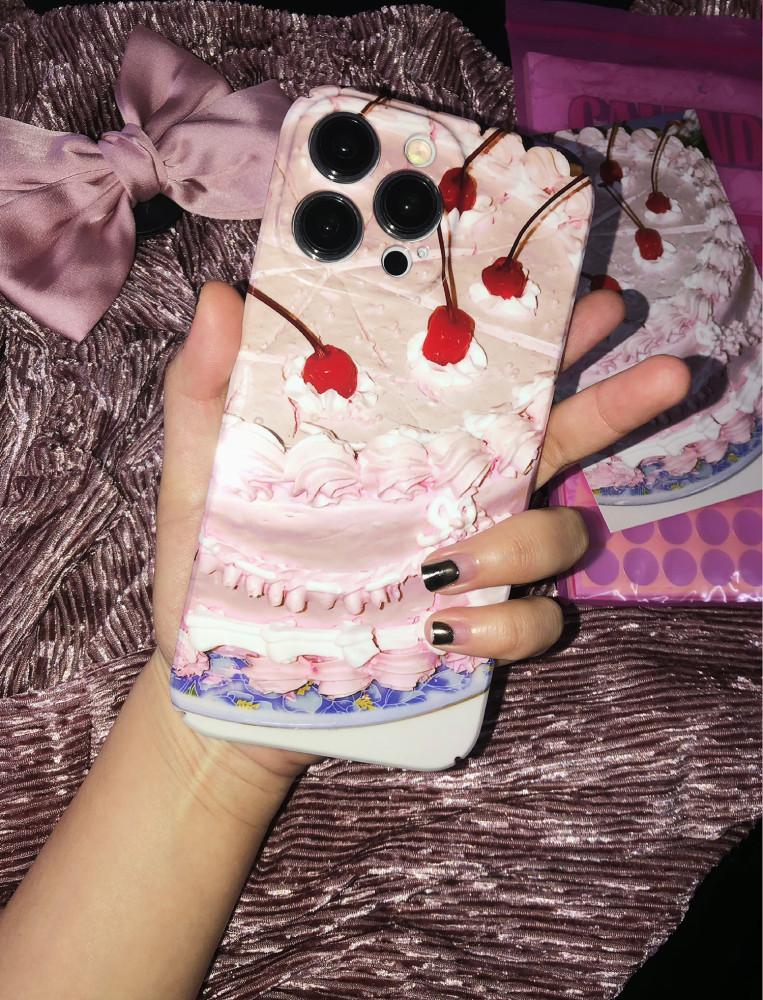 수심 Strawberry Cake Case 딸기 케이크 아이폰 케이스 체리 유니크 미니