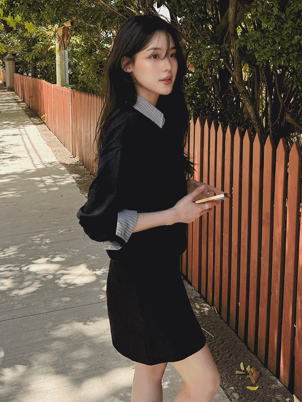 [문의폭주!] only. 보르도 체크 셔츠앤 레이어링 니트 - 2 color