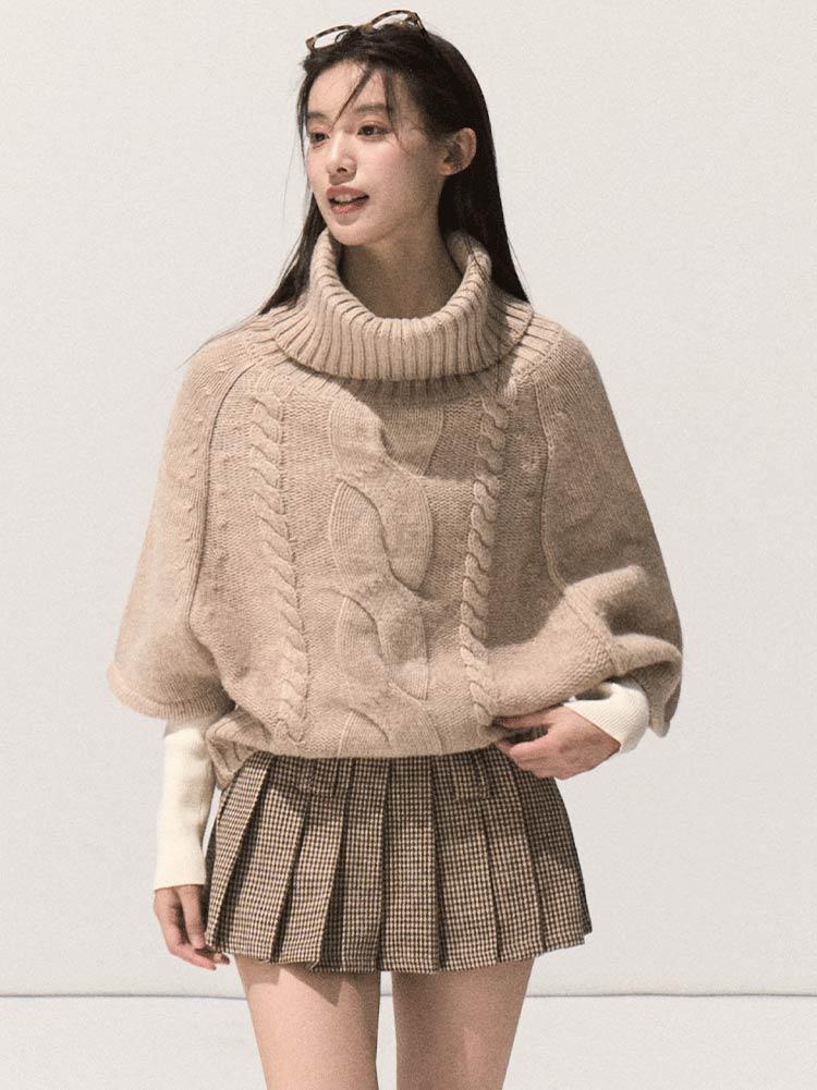 [OAK MOO] "Full Moon Changes\" Wool Turtleneck Cable Sweater